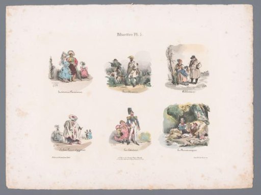 Six scenes with various figures
