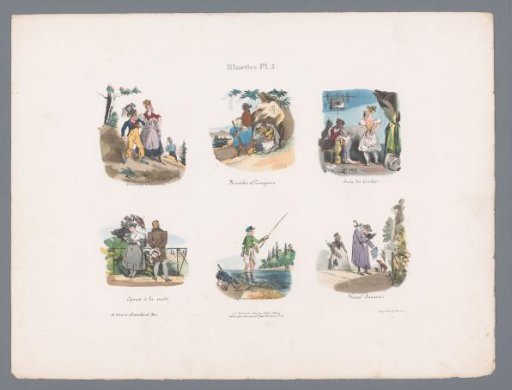 Six scenes with various figures