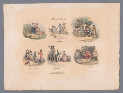 Six scenes with various figures