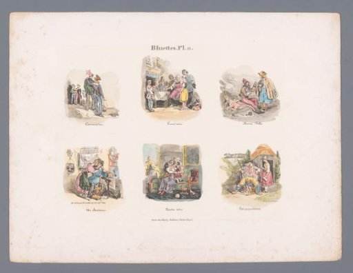 Six scenes with various figures