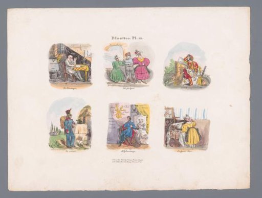 Six scenes with various figures