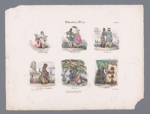 Six scenes with various figures
