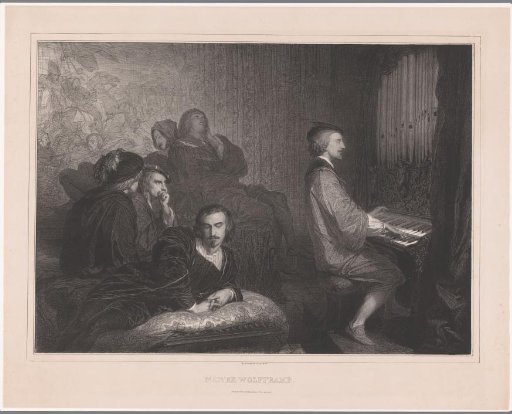 Wolfram von Eschenbach singing and playing the organ before an audience