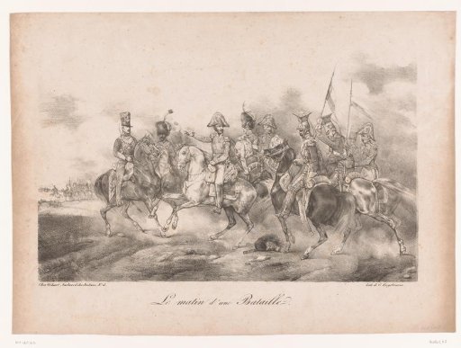 Battle scene with Napoleon and horsemen