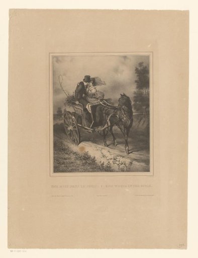 Seated couple in a derailed carriage