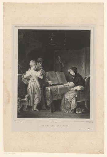 Couple with a fortune-teller with cards