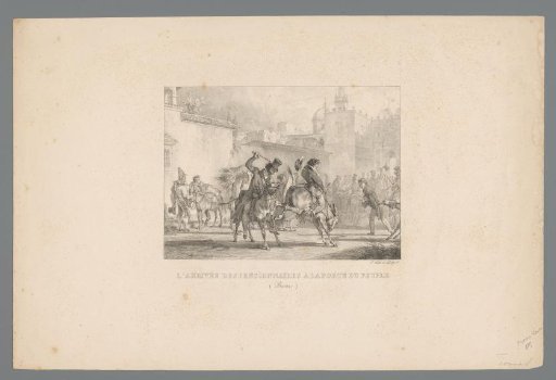 Two Men on Donkeys by the Porta del Popolo in Rome