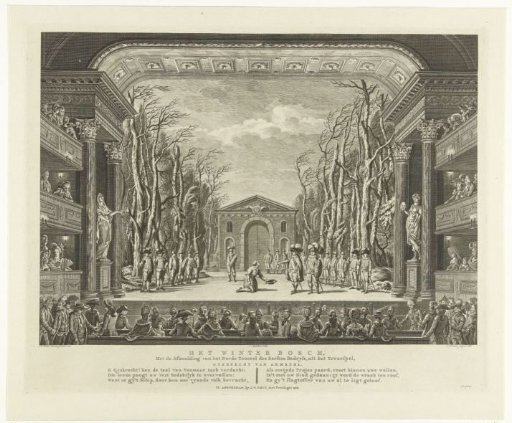 Set with the winter forest in the Nieuwe Schouwburg in Amsterdam