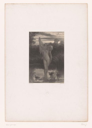 Bathing woman in a pond