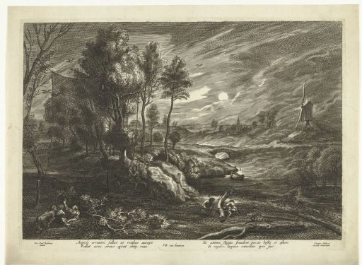 Landscape with a woodcock hunter