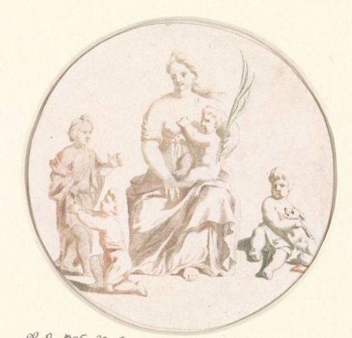 Woman with a Child on Her Lap and a Palm Branch in Her Hand