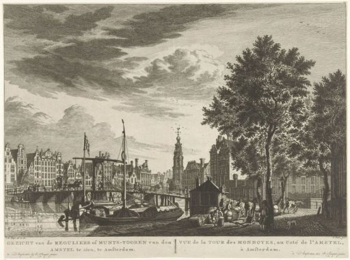 View of the Munttoren in Amsterdam, seen from the 's-Gravelandseveer