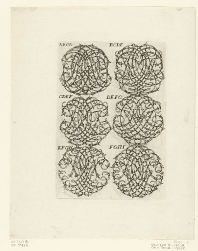 Six large monograms (ABCD-FGHI)