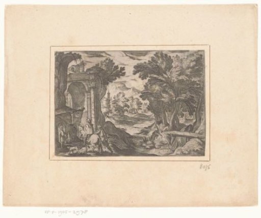 Landscape with ruin and inn