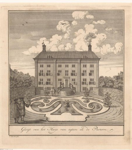View of the rear facade and the parterre de broderie of the Corvershof in Amsterdam