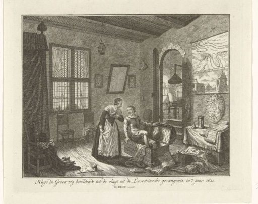 Maria van Reigersberch and Hugo de Groot prepare his escape from Loevestein Castle, 1621