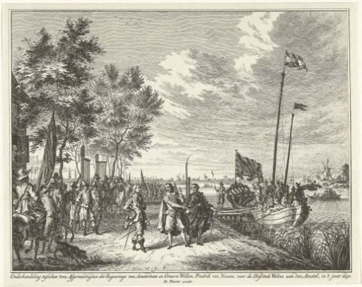 Negotiation between delegates of Amsterdam and Count William Frederick at Hofstede Welna on the Amstel, 1650