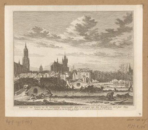 Destruction in Delft after the explosion of the gunpowder magazine on October 12, 1654