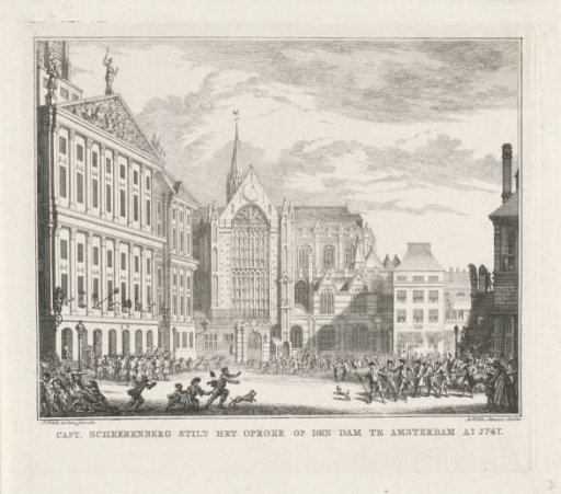Captain Scheerenberg drives away the rioters, 1747