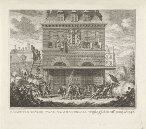 Unrest during the hanging of a man and woman at the Waag in Amsterdam, 28 June 1748