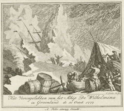 Wreck of the ship De Wilhelmina in Greenland, 1777