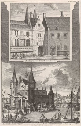 Reguliers Gate and the inn De Munt in Amsterdam