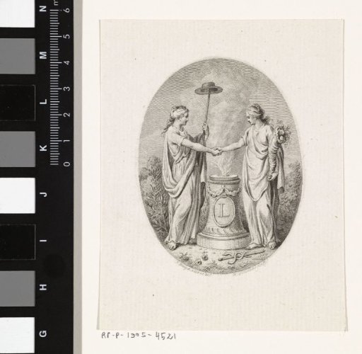 Allegory on Liberty with a personification of Liberty and one of Prosperity