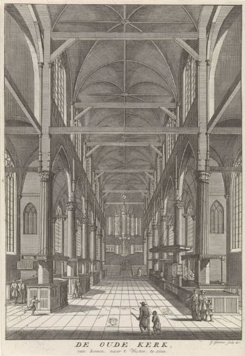 Interior of the Old Church of Amsterdam, viewed towards the west