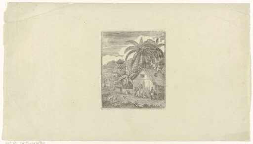 Landscape with a house under coconut palms