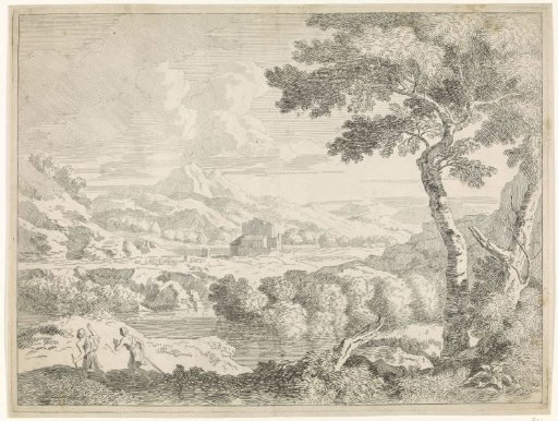 Hilly landscape with shepherds