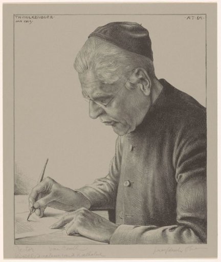 Portrait of A.M.C. van Cooth writing