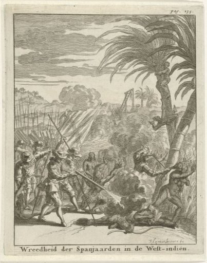 Spaniards Fire Upon Inhabitants of the West Indies