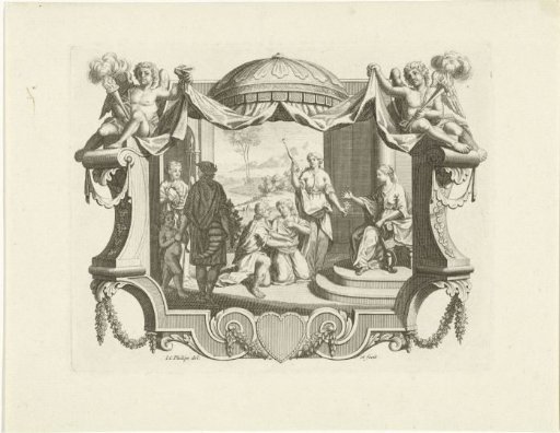 Cartouche with allegory on marriage