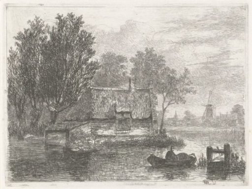 Man with a cask in a boat