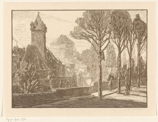 City view with tower