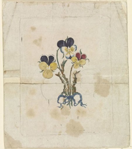 Three Violets with Silhouette Portraits of William V, Prince of Orange-Nassau, Wilhelmina of Prussia, and Frederick William II, King of Prussia