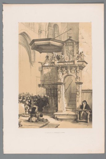 Priest addressing a crowd from the pulpit in Trier Cathedral