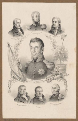 Portraits of William I, King of the Netherlands, and six statesmen
