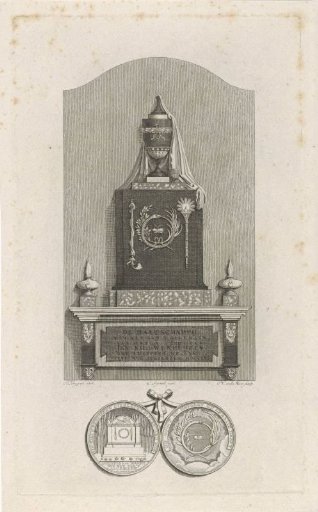 Tomb monument for Jan Nieuwenhuyzen in the Great Church in Monnickendam and medal