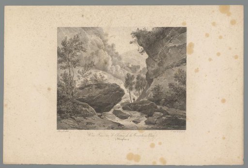 Landscape with rock formations and a stream