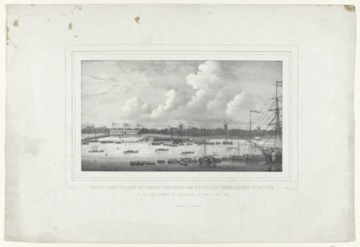 View depicting the first race of the Royal Dutch Yacht Club on the river Maas in Rotterdam, on 10 June 1846