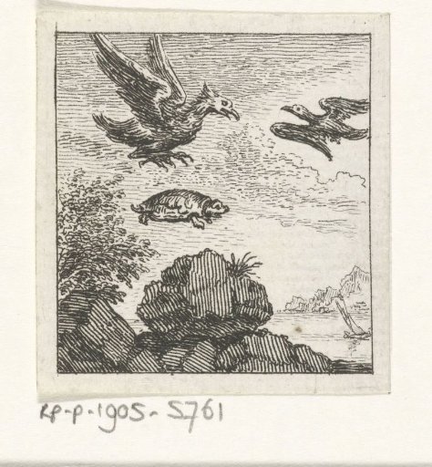 Fable of the eagle, the crow and the turtle