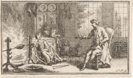 Woman turning the spit
