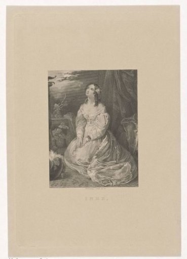 Kneeling Young Woman by the Full Moon