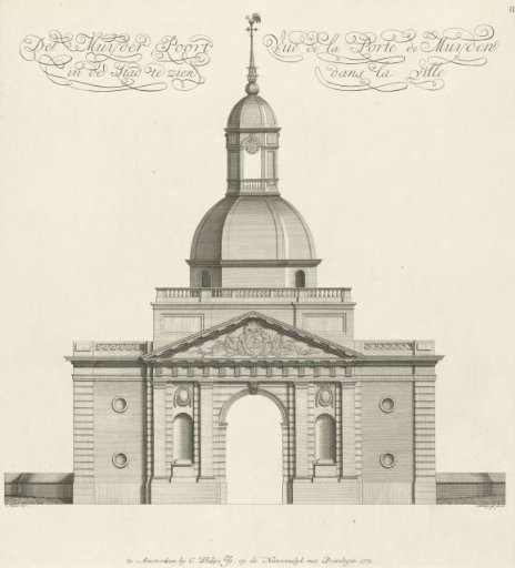 Facade of the Second Muider Gate in Amsterdam, inside the city