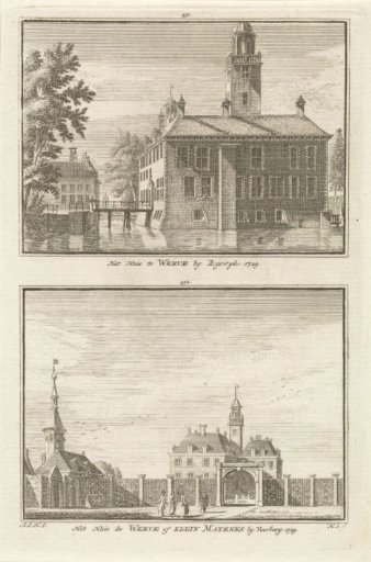 View of Huis te Werve, Rijswijk and Huis Klein Matenes, Voorburg