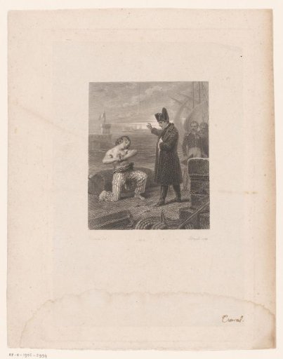 Kneeling English prisoner before Napoleon I Bonaparte