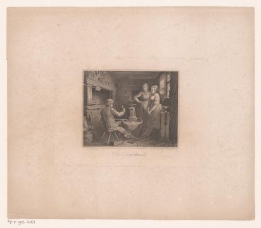 Two Women Watching the Smith at Work in His Workshop