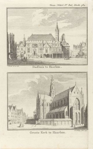 View of the Town Hall of Haarlem / View of the Saint Bavo's Church in Haarlem