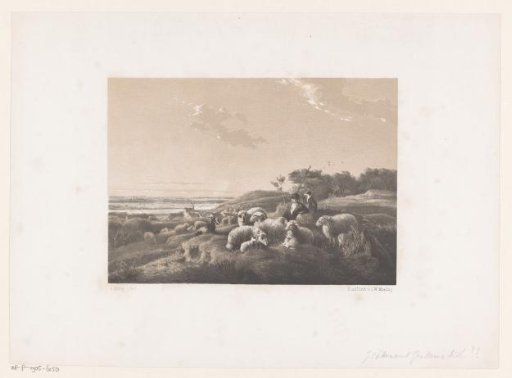 Shepherd with Flock in the Dunes